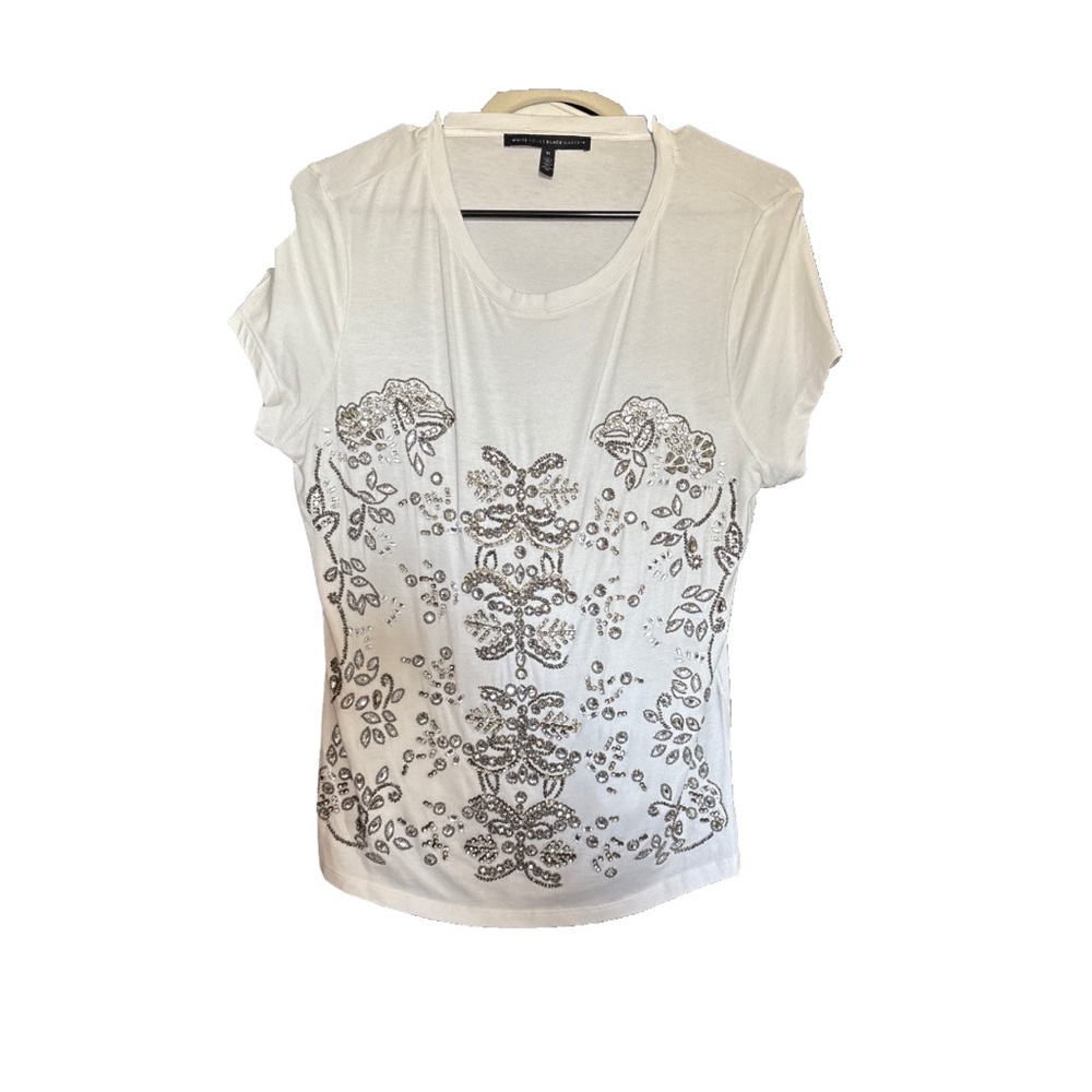 White House Black Market White Embellished Tee